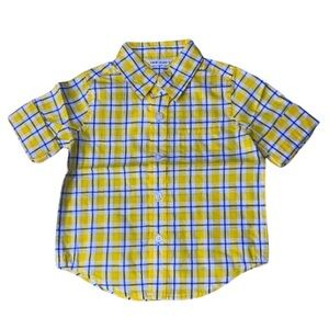 New - Janie and Jack Yellow and Blue Plaid Button Down Shirt